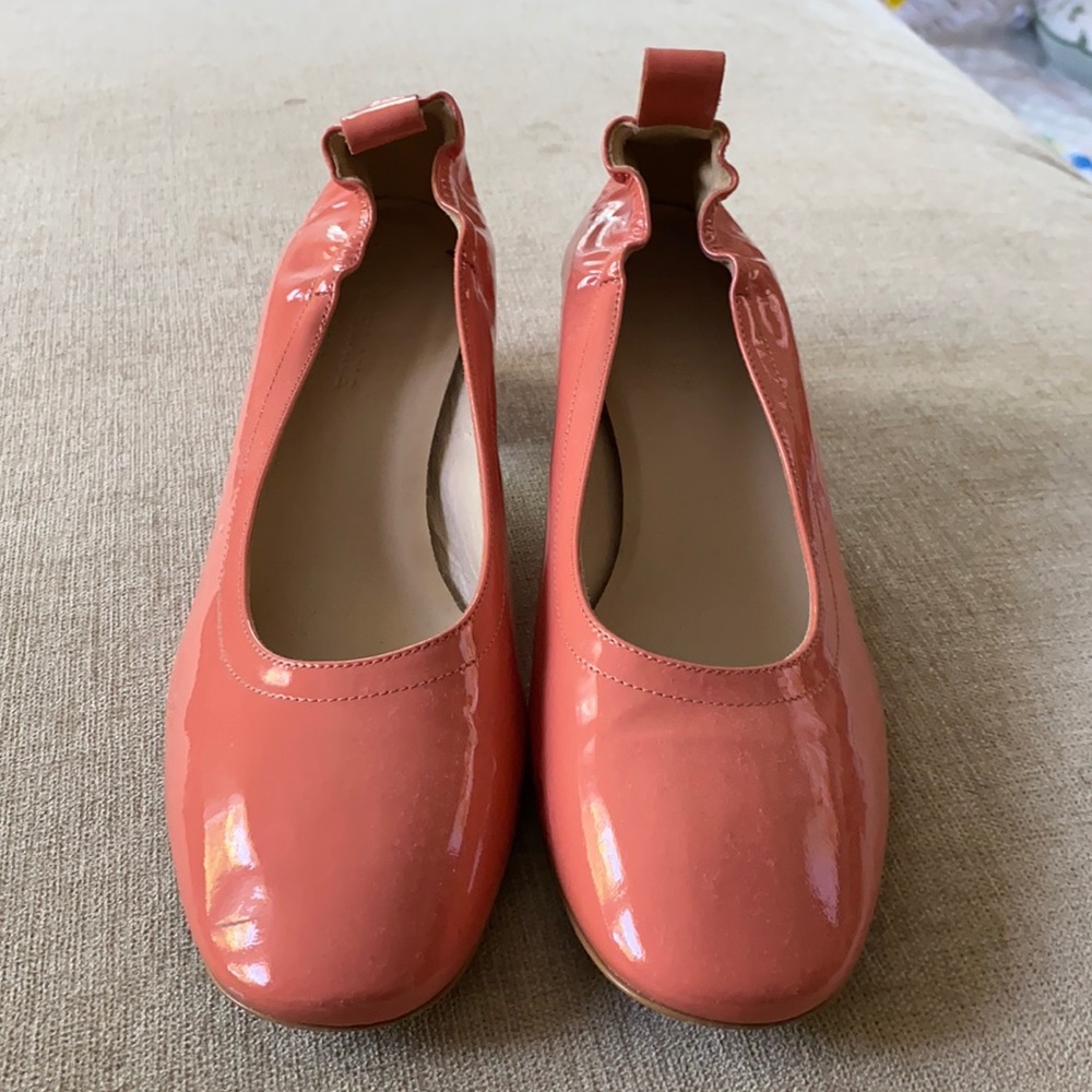 Everlane “The Day Heel” in coral patent leather